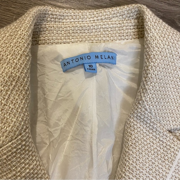 Antonio Melani Structured Tweed Blazer - size 10 - tan/ cream - Picture 5 of 7